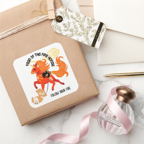 YEAR OF THE HORSE Chow Square Sticker