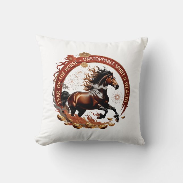 Year of the Horse Flame, Lunar Zodiac Gift Throw Pillow (Front)
