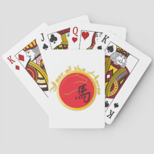 Year of the Horse Flame Red Poker Cards