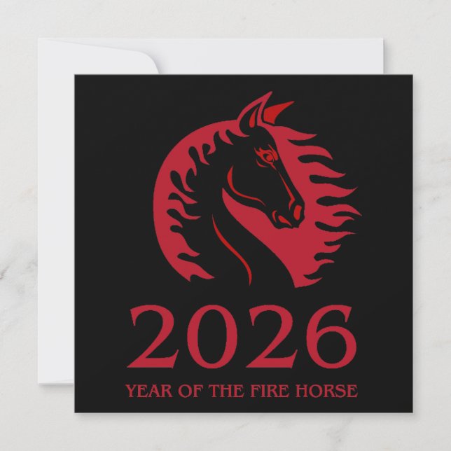 Year of the Horse Flat Greeting Card (Front)