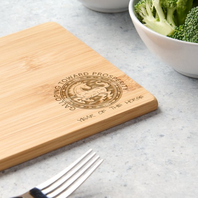 Year of the Horse • Galloping Toward Prosperity Engraved Cutting Board (Kitchen)
