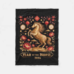 Year Of The Horse Happy New Year 2026 Fleece Blanket