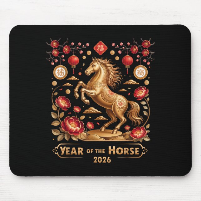 Year Of The Horse Happy New Year 2026  Mouse Pad (Front)
