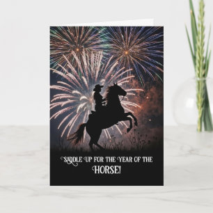 Year of the Horse Happy New Year Country Western Card