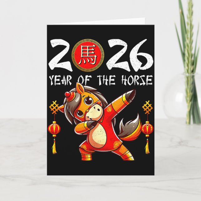 Year Of The Horse Lunar New Year Funny Dabbing Hor Card (Front)
