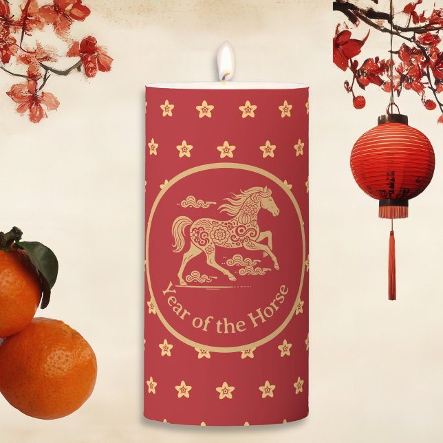Year of the Horse Lunar New Year Plum Blossom Pillar Candle (Creator Uploaded)