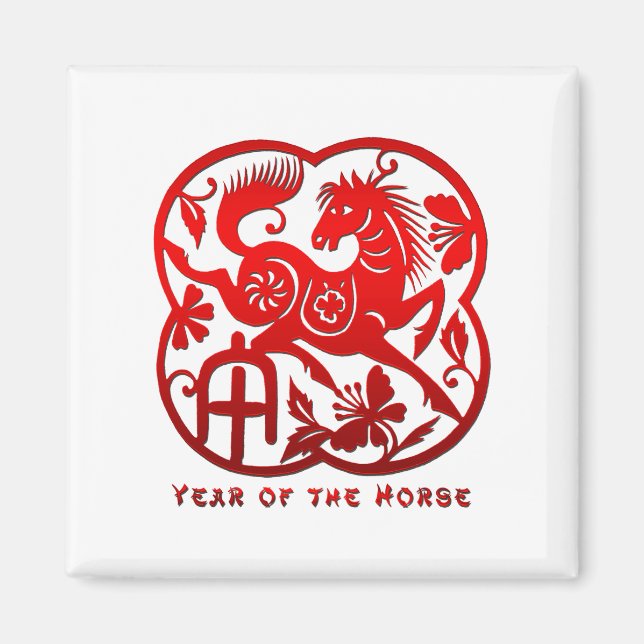 Year of The Horse Papercut Magnet (Front)