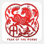 Year Of The Horse Papercut Square Sticker at Zazzle