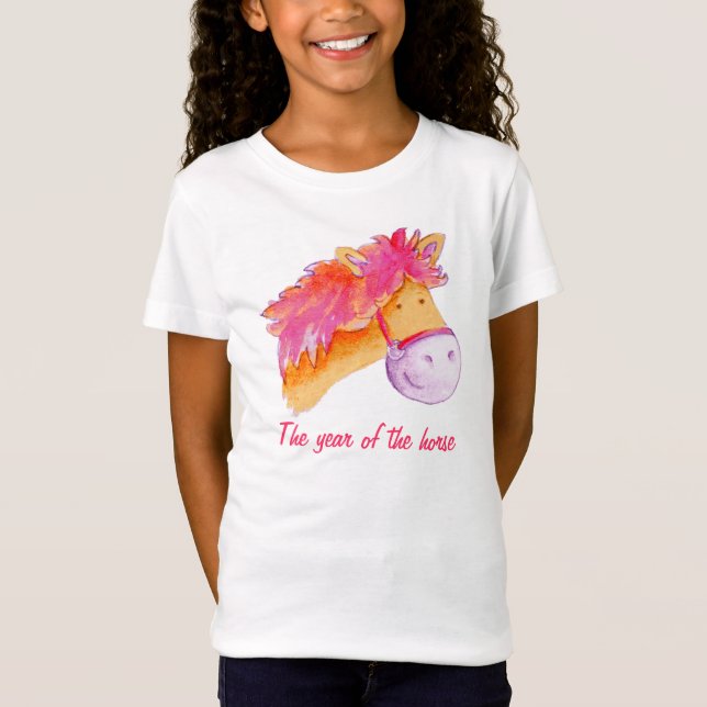 Year of the horse pink girls t-shirt (Front)