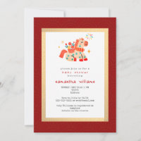 Year of the Horse Red Gold Horse Baby Shower