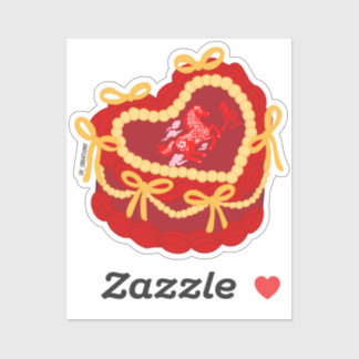 Year Of The Horse Vintage Heart Cake  Sticker