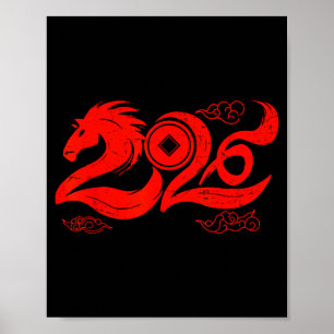 Year Of The Horse Zodiac Happy Chinese Lunar New Y Poster