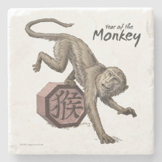 Year of the Monkey Chinese Zodiac Animal Art Stone Coaster