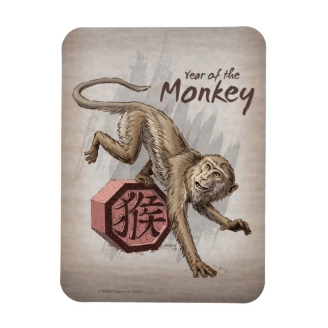 Year of the Monkey Chinese Zodiac Art Magnet (Vertical)