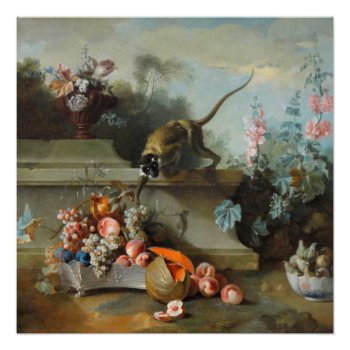 Year Of The Monkey Fruits Flowers Fine Art Squarep Poster by 2016_Year_of_Monkey at Zazzle