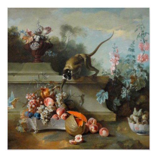 Year of the Monkey Fruits Flowers Fine Art SquareP Poster