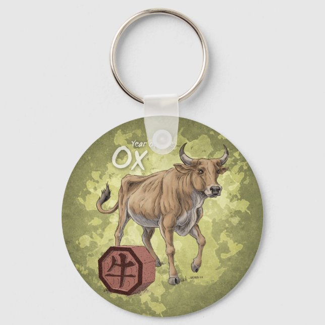 Year of the Ox Chinese Zodiac Art Keychain (Front)