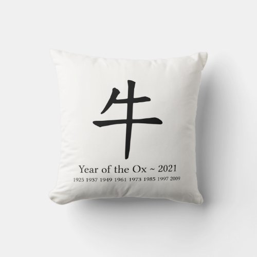 Year of the Ox Customizable 2021 Chinese Zodiac Throw Pillow