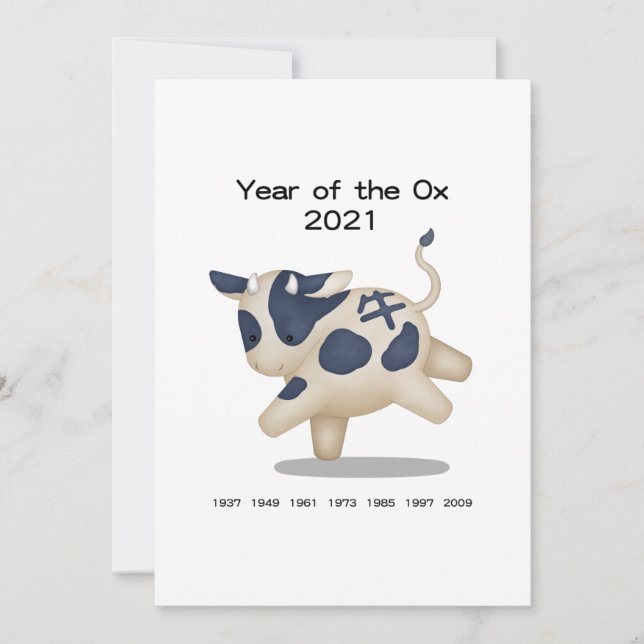Year of the Ox Cute Zodiac 2021 Personalized (Front)