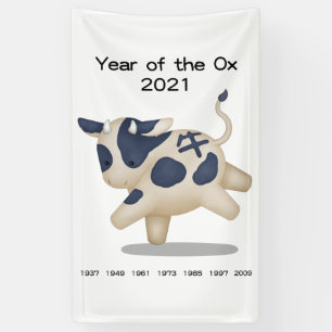 Year of the Ox Cute Zodiac Animal 2021 Banner
