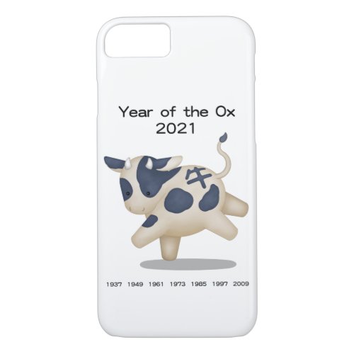 Year of the Ox Cute Zodiac Animal 2021 iPhone 87 Case