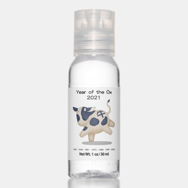 Year of the Ox Cute Zodiac Animal 2021 Hand Sanitizer (Front)