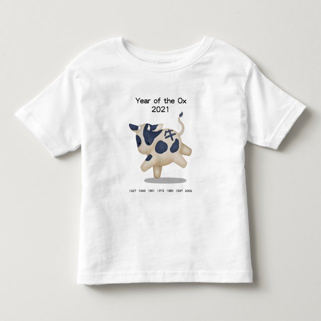 Year of the Ox Cute Zodiac Animal 2021 Keepsake Toddler T-shirt (Front)