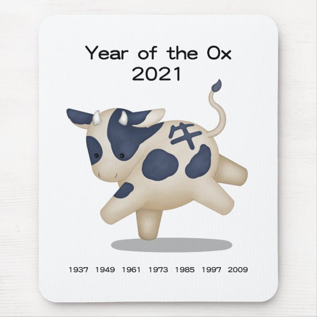 Year of the Ox Cute Zodiac Animal 2021 Mouse Pad (Front)