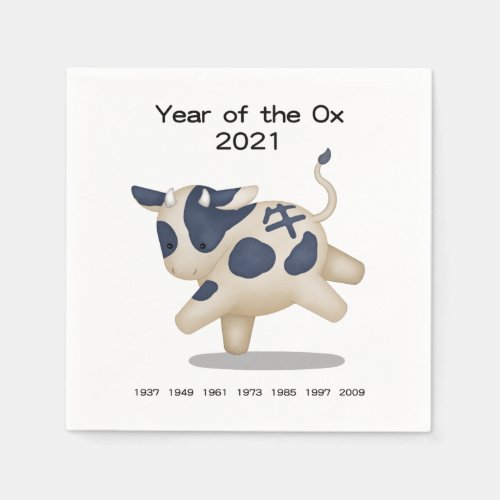 Year of the Ox Cute Zodiac Animal 2021 Napkins