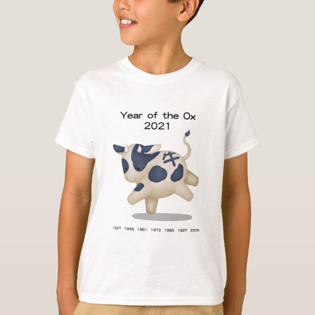 Year of the Ox Cute Zodiac Animal 2021 T-Shirt (Front)
