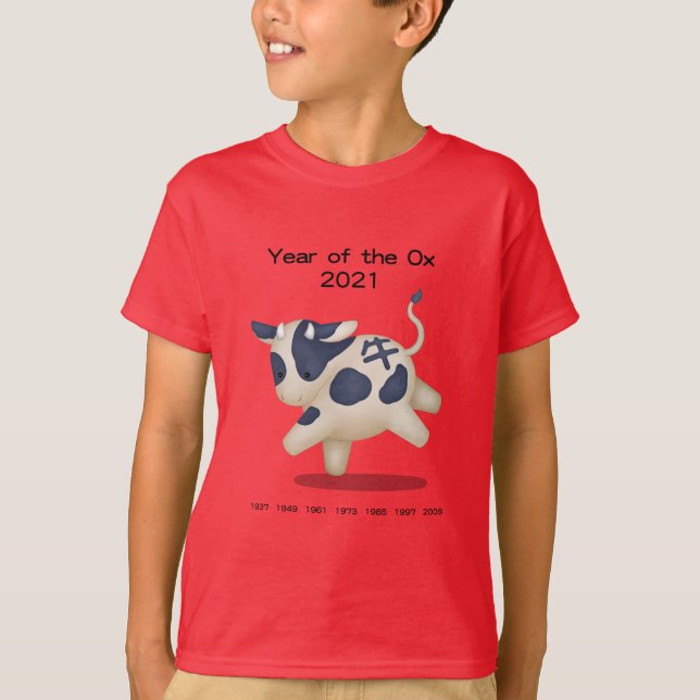 Year of the Ox Cute Zodiac Animal 2021 T-Shirt (Front)