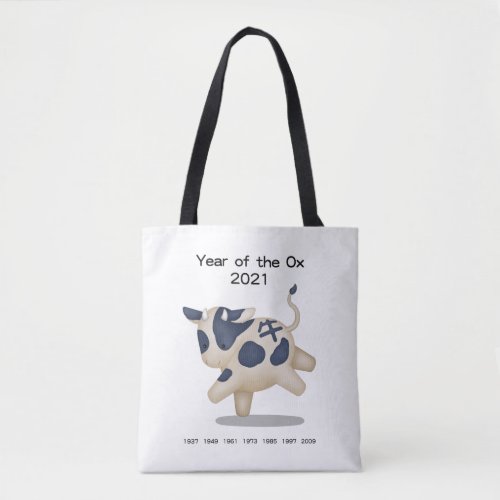 Year of the Ox Cute Zodiac Animal 2021 Tote Bag