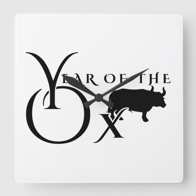 Year of the ox square wall clock (Front)