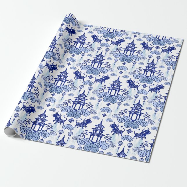 Year Of The Ox Wrapping Paper (Unrolled)
