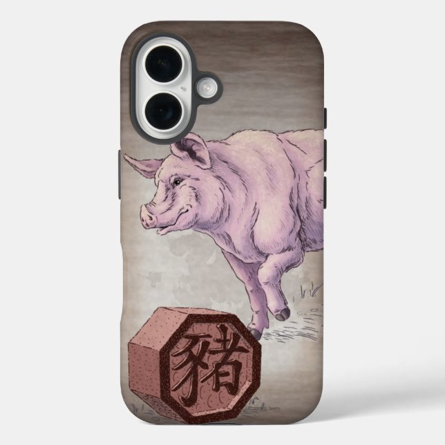 Year of the Pig (Boar) Chinese Zodiac Art iPhone C Case-Mate iPhone Case (Back)