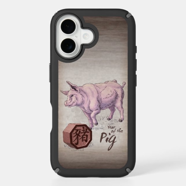 Year of the Pig (Boar) Chinese Zodiac Art  Speck iPhone Case (Front)