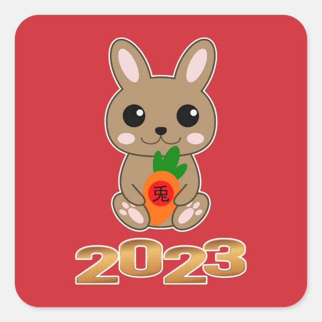 Year of the Rabbit 兎 Chinese New Year  Square Sticker (Front)