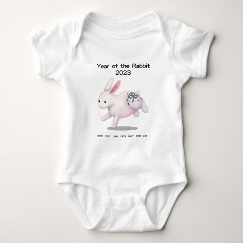 Year of the Rabbit 2023 Cute Zodiac Sign Keepsake Baby Bodysuit