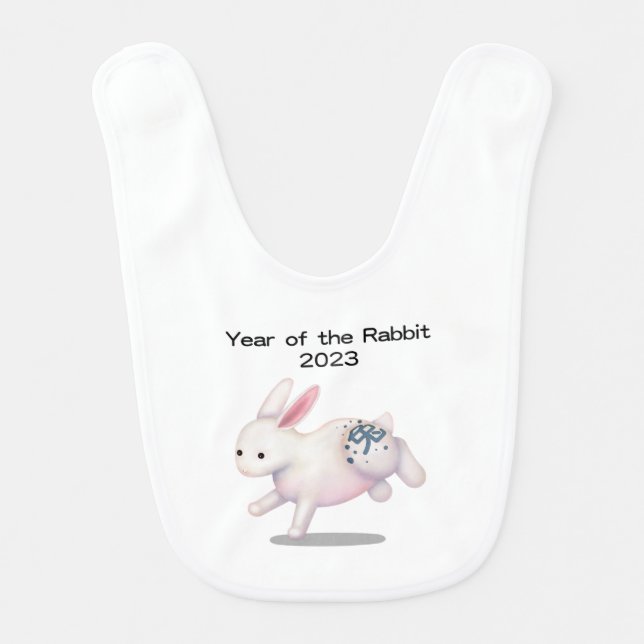 Year of the Rabbit 2023 Zodiac Sign Keepsake Baby Bib (Front)