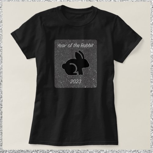 Year of the Rabbit Black Glitter T_Shirt