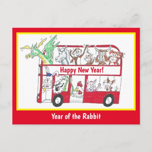 Year of the Rabbit Chinese New Year Bus Postcard