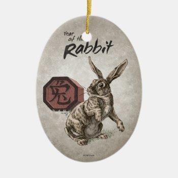 Year Of The Rabbit Chinese Zodiac Art Ceramic Ornament by critterwings at Zazzle