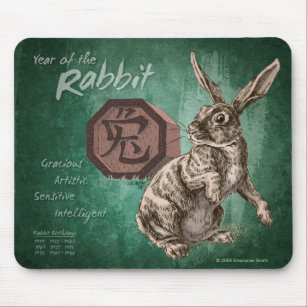Year of the Rabbit Chinese Zodiac Art Mouse Pad