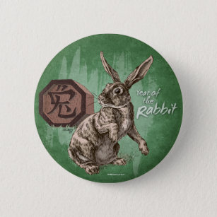 Year of the Rabbit Chinese Zodiac Art Pinback Button