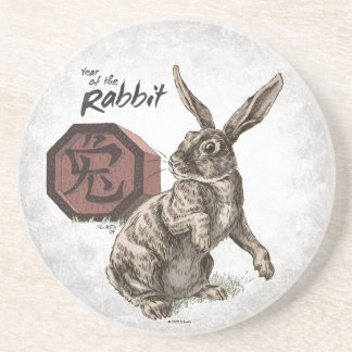 Year of the Rabbit Chinese Zodiac Art Sandstone Coaster