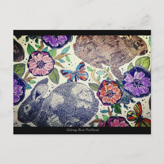 Year of the Rabbit | Coloring Book Postcard (Front)