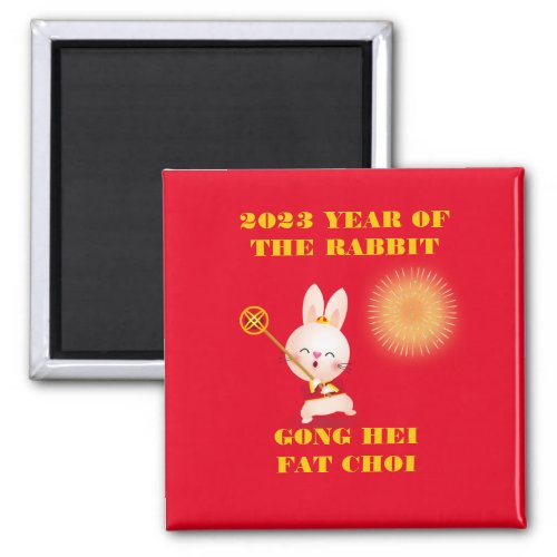 YEAR OF THE RABBIT HAPPY NEW YEAR CANTONESE MAGNET