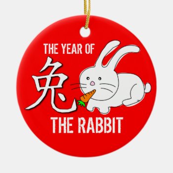 Year Of The Rabbit Ornament Red by pixibition at Zazzle