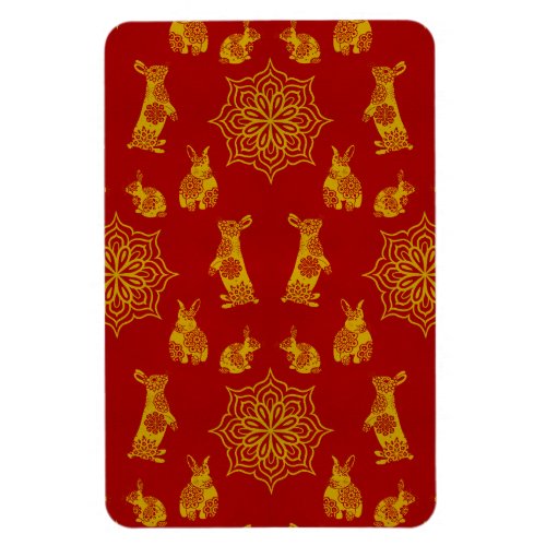 Year of the Rabbit Red and Gold Mandala Pattern Magnet