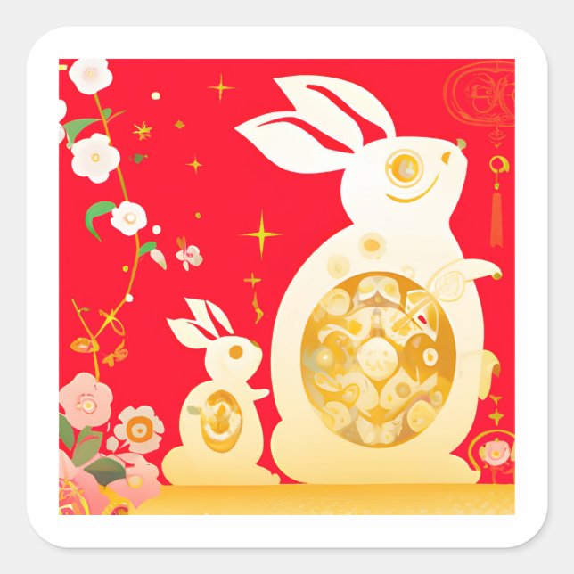 Year of the Rabbit Square Sticker (Front)